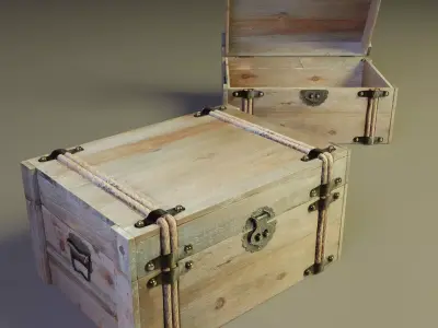 Wooden Box 3D model 2