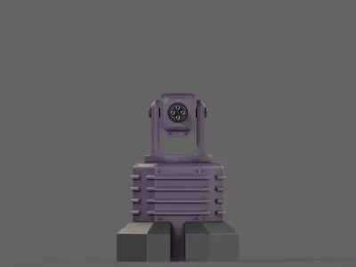 PBR Turret Gun 03 Purple Low-poly 3D model