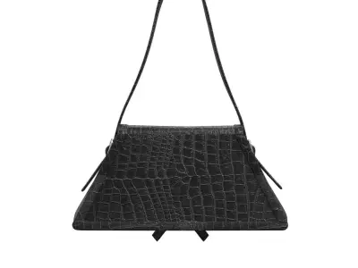 Black Leather Triangle Baguette Bag 3D model
