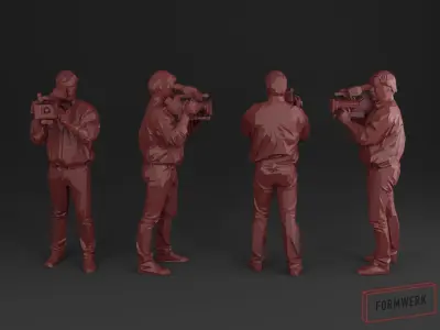 Camera man 03 - Low Poly printable Low-poly 3D model