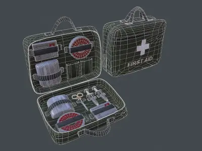 Military First Aid Kit Bag Low-poly 3D model purchase