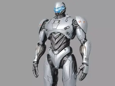 Futuristic Silver Sci Fi Robot 3D model