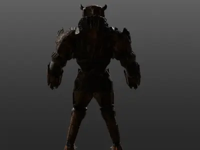 Cyborg armored samurai Low-poly 3D model
