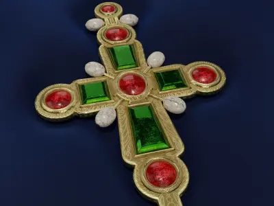 King Tamar Gold Cross  Low-poly 3D model