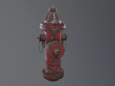 Rusty Industrial Fire Hydrant Low-poly 3D model