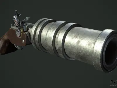 Heavy pirate pistol Low-poly 3D model