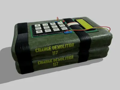 C4 explosive device Low-poly 3D model