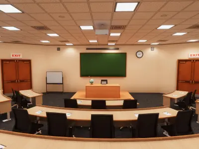 University Classroom Low-poly 3D model