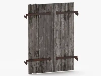 Medieval Wooden Window Cover 03 3D model