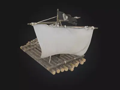 Pirate Raft Model  Adventure on the Open Waters 3D model