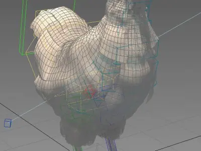 Chicken in grassy field Low-poly 3D model