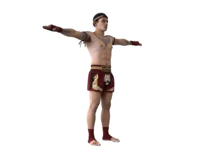 Muay Thai t-pose 3D model Low-poly 3D model