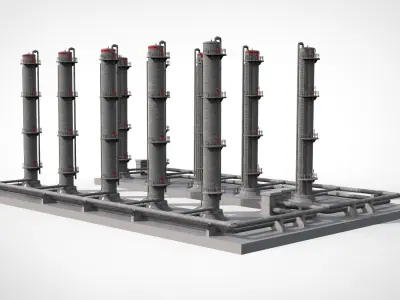 Industrial towers 3D model
