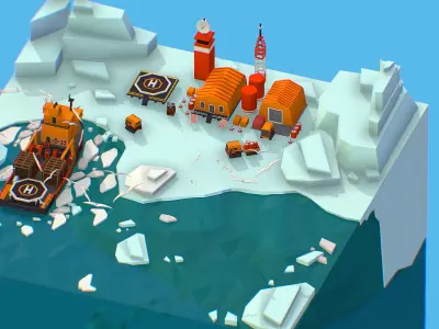 Polar Station North Pole iceboat 3D model