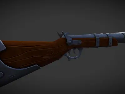 Stylized Double Barrel Shotgun Low-poly 3D model