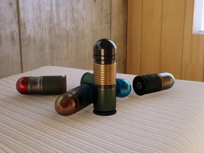 40mm grenades pack with max file and UE4 project Low-poly 3D model