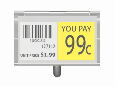 Store Pegboard Flip-up Scanner Hook with Label 3D model