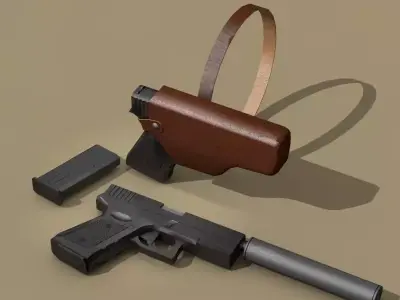 9mm handgun 3D model