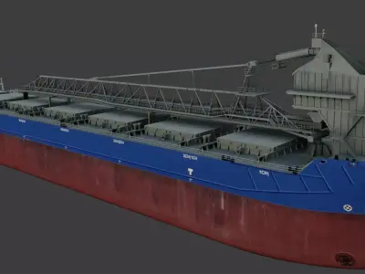 Self-unloading bulk carrier 3D model Low-poly 3D model