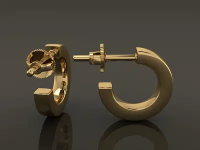 Earring Hoop Box Opened Back 7mm inside Width  3D print model