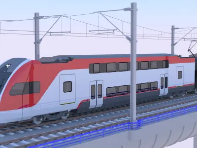 Bridge with Stadler train 3D model