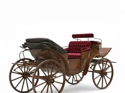 Elegant Victorian Horse-Drawn Carriage Low-poly 3D model