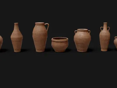 Old Clay Pottery Low-poly 3D model