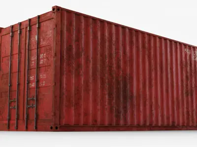20Ft Cargo Container - Red - Rusted 3D model