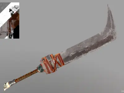 Dirty Sword Low-poly 3D model