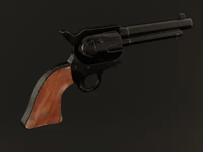 Revolver Low-poly 3D model 8