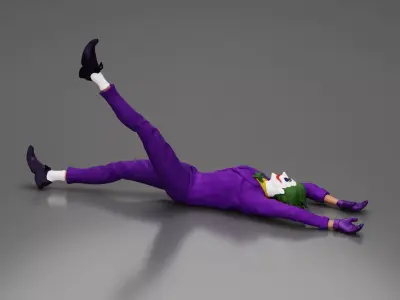 Joker sprawled laughing despite defeat plotting wicked trick 3D print model
