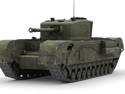 Churchill Mk VII - WWII British Infantry Tank 3D Model Low-poly 3D model