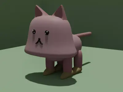 cat pink Low-poly 3D model