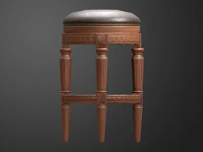 Vintage Stool Low-poly 3D model