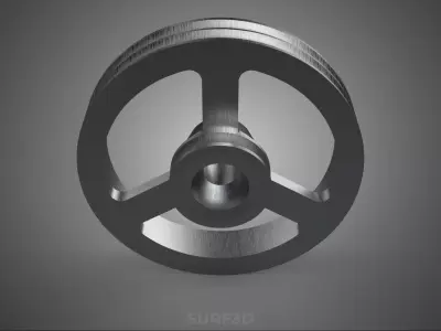 2 STEP STEPPED PULLEY CHANNEL GROOVE SHEAVE V BELT TRACTOR WHEEL 3D model
