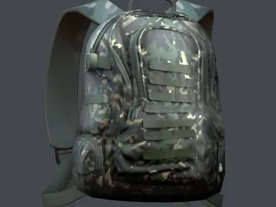 Backpack Camping Generic military human bag storqge baggage Low-poly 3D model 2