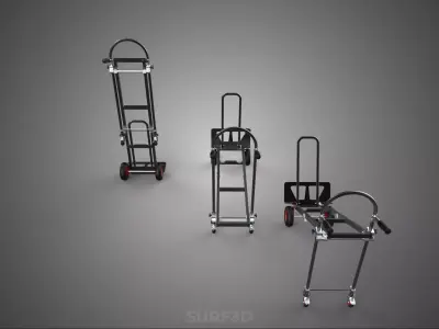 3 IN 1 BLACK CONVERTIBLE FOLDING HAND TRUCK CART TROLLEY DOLLY 3D model