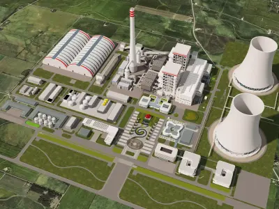 Thermal power plant - nuclear power plant - chemical plant 3D model