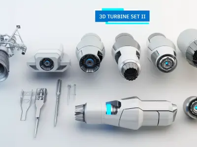TURBINE SET II - SUBDIVISION READY 3D model