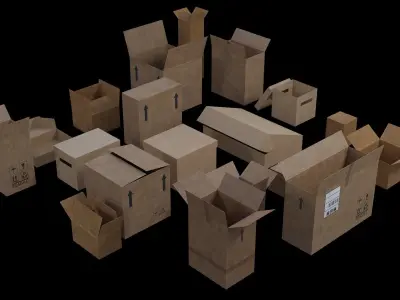 Cardboard Boxes Pack Low-poly 3D model
