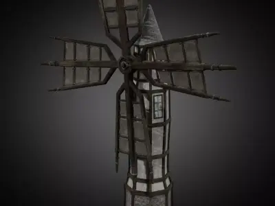 Windmill Game Ready Low-poly 3D model