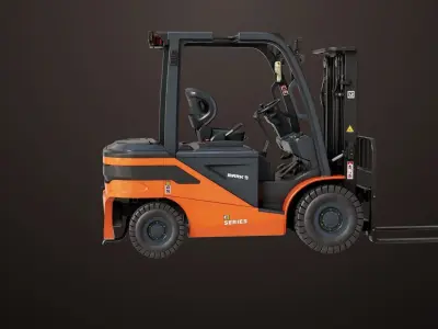 Forklift Truck03 Orange All PBR Unity UE Textures Low-poly 3D model