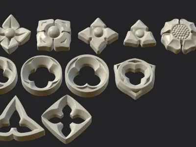 Gothic flowers Low-poly 3D model