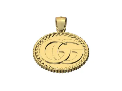 Pendant GG fashion brand coin with bail 3D print model