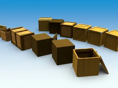 Set of boxes Free low-poly 3D model