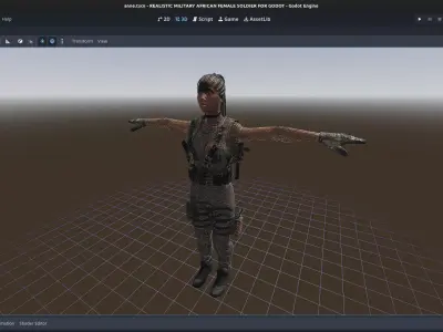 Realistic Military African Female Soldier For Godot Low-poly 3D model