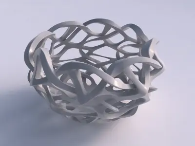 Bowl cylindrical with interlacing sharp edged lattice squeezed 2 3D model