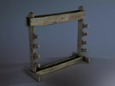Wooden Weapon Rack Low-poly 3D model