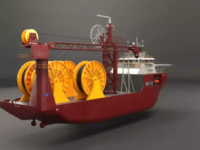 Offshore Pipe Layer Vessel - PBR Subsea Construction Ship Low-poly 3D model