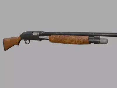 Low-poly game ready pump action shotgun Free low-poly 3D model